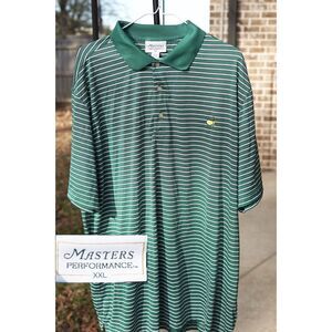 Masters Performance Polo Logo Striped Green